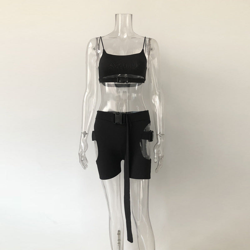 3-Piece Neon Women's Biker Shorts Set for Clubs