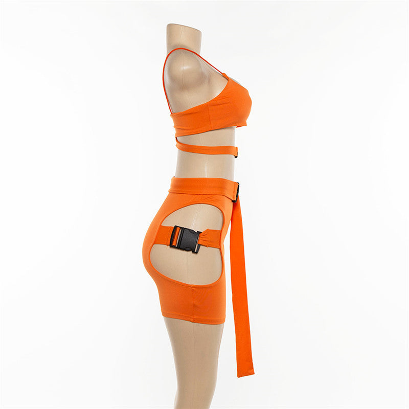3-Piece Neon Women's Biker Shorts Set for Clubs