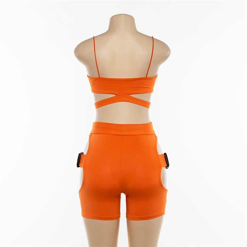 3-Piece Neon Women's Biker Shorts Set for Clubs