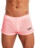 MIZOK Mens 3 Inch Athletic Workout Short Mesh Running Workout Gym Shorts Pink XL