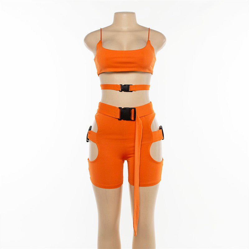 3-Piece Neon Women's Biker Shorts Set for Clubs