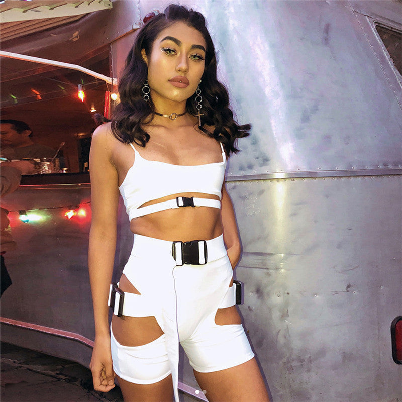 3-Piece Neon Women's Biker Shorts Set for Clubs