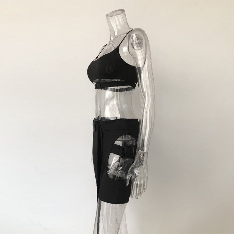 3-Piece Neon Women's Biker Shorts Set for Clubs